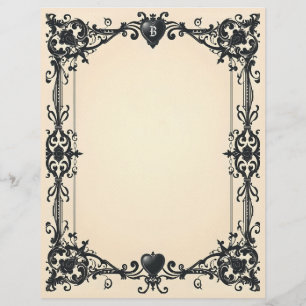 Gothic Black Heart Briefpapier