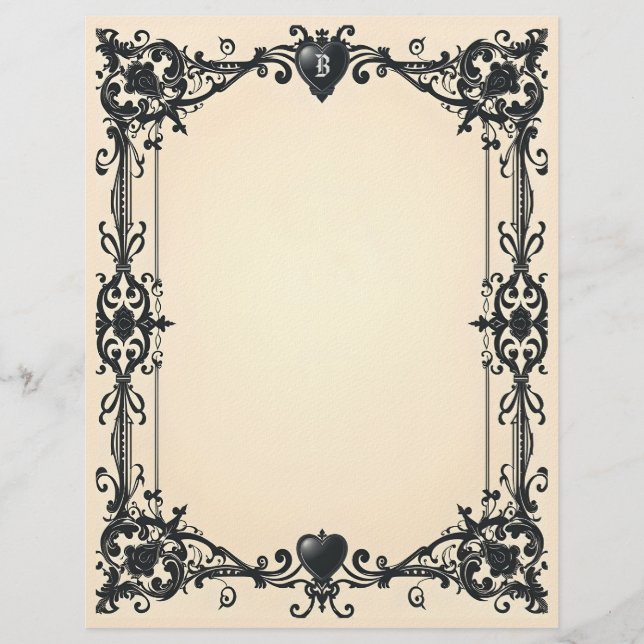 Gothic Black Heart Briefpapier (Vorderseite)