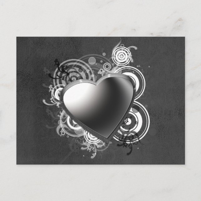 Gothic Black Heart Postcard Postkarte (Vorderseite)