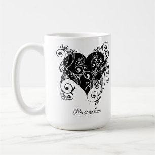 Gothic Black Heart Tattoo Kunst Design Personalisi Kaffeetasse