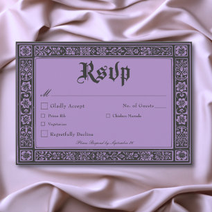 Gothic Black Lila Medieval bis zum Tod Hochzeit RSVP Karte