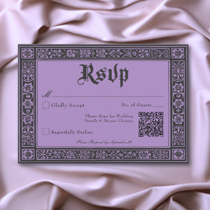 Gothic Black Lila Medieval bis zum Tod Hochzeit RSVP Karte