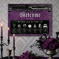 Gothic Black & Lila Order of Events Wedding