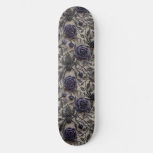 Gothic Black Lila Rose and Spiders Skateboard