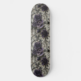 Gothic Black Lila Rose and Spiders Skateboard