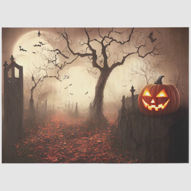 Gothic Black Orange Pumpkin Decoupage Seidenpapier (Vorderseite)