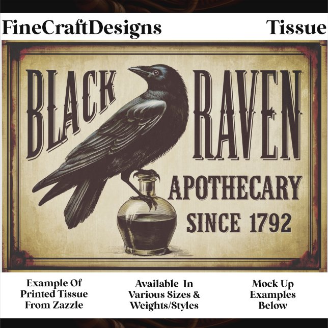 Gothic Black Raven Apotheken-Schild FP9T Decoupage Seidenpapier (Von Creator hochgeladen)