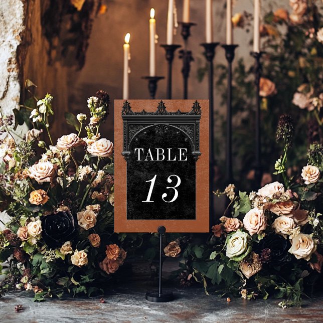 Gothic Black Raven & Black Arch Rust Hochzeit Tischnummer (Von Creator hochgeladen)