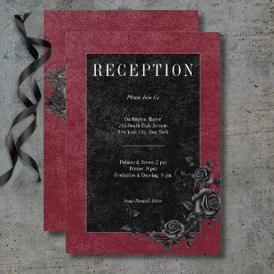 Gothic Black Raven & Black Rose Empfang Begleitkarte