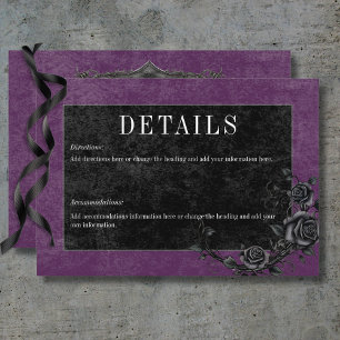 Gothic Black Raven & Black Rose Lila Details Begleitkarte