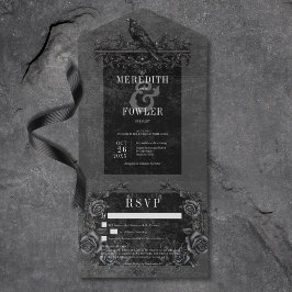 Gothic Black Raven Black Rose No Dinner w/ Details All In One Einladung