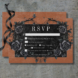 Gothic Black Raven & Black Rose Rost Dinner RSVP Karte