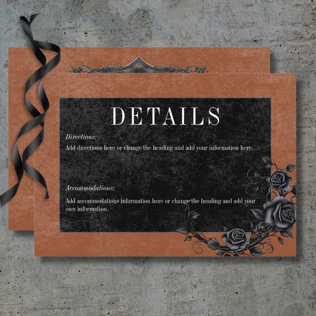 Gothic Black Raven & Black Rose Rostdetails Begleitkarte (Gothic Black Raven & Black Roses Rust Details Enclosure Card)