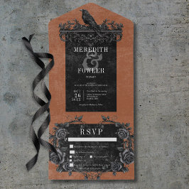 Gothic Black Raven & Black Rose Rust Drei Abendess All In One Einladung