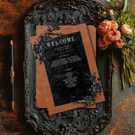 Gothic Black Raven & Black Rose Rust Wedding Programm