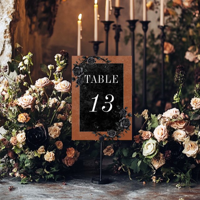 Gothic Black Raven & Black Rose Rust Wedding Tischnummer (Von Creator hochgeladen)