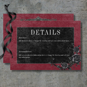 Gothic Black Raven & Black Rose Weindetails Begleitkarte