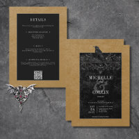 Gothic Black Raven & Black Roses Gold Zweifarbig