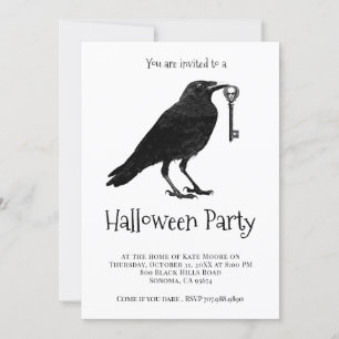 Gothic Black Raven Halloween-Party Einladung