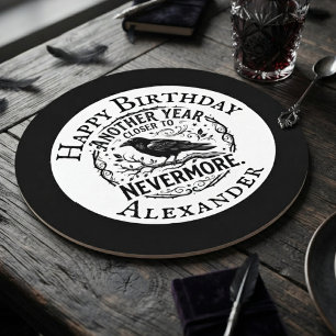 Gothic Black Raven Nevermore Geburtstag Runder Pappuntersetzer
