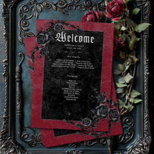 Gothic Black Raven & Rose Hochzeit Programm