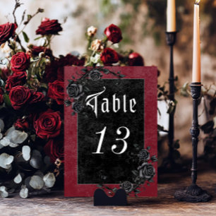 Gothic Black Raven & Rose Hochzeit Tischnummer