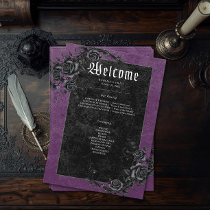 Gothic Black Raven & Rose Lila Hochzeit Programm