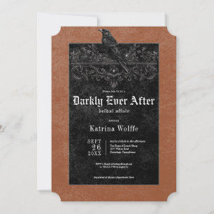Gothic Black Raven & Roses Rust Brautparty Einladung