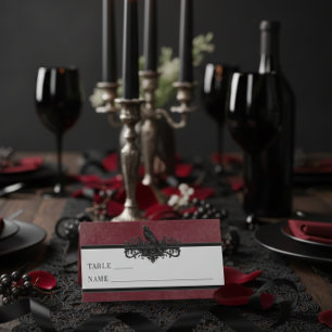 Gothic Black Raven Wein Dunkel Für Immer Hochzeit Platzkarte
