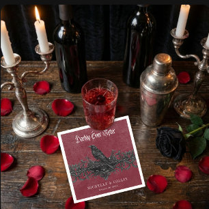 Gothic Black Raven Wein Dunkel Für Immer Hochzeit Serviette
