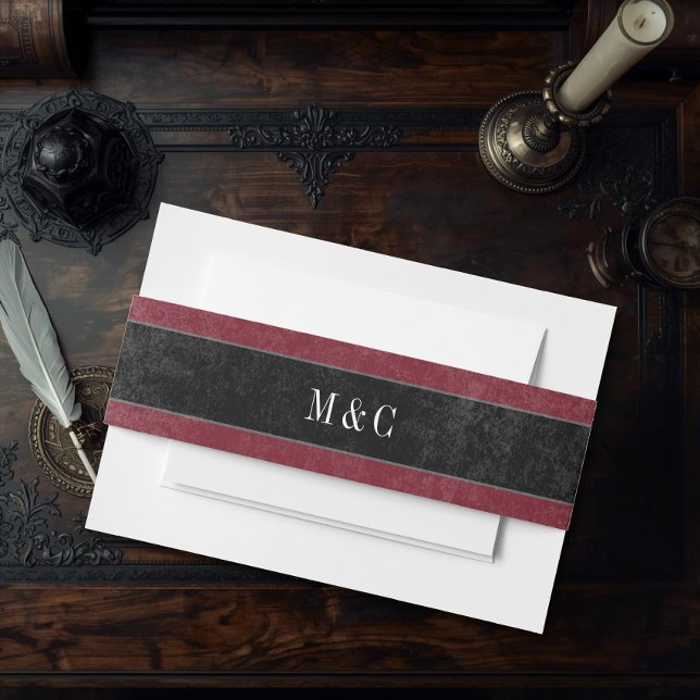 Gothic Black Raven Wine Darkly Ever After Wedding Einladungsbanderole (Von Creator hochgeladen)