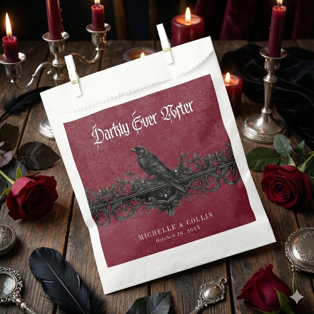 Gothic Black Raven Wine Darkly Ever After Wedding Geschenktütchen (Von Creator hochgeladen)
