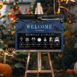 Gothic Black Ravens & Blue Order of Events Poster