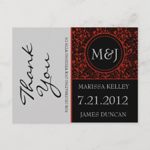 Gothic Black & Red Blüh Vielen Dank Postkarte