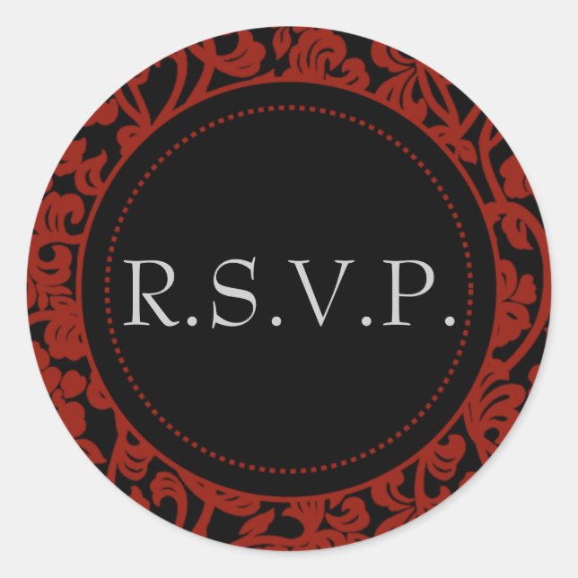 Gothic Black & Red Geblüht Umschlag Aufkleber (Vorderseite)