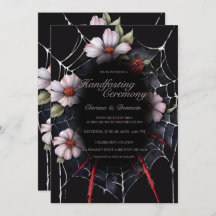 Gothic Black & Red Spider Floral Web Handfasting