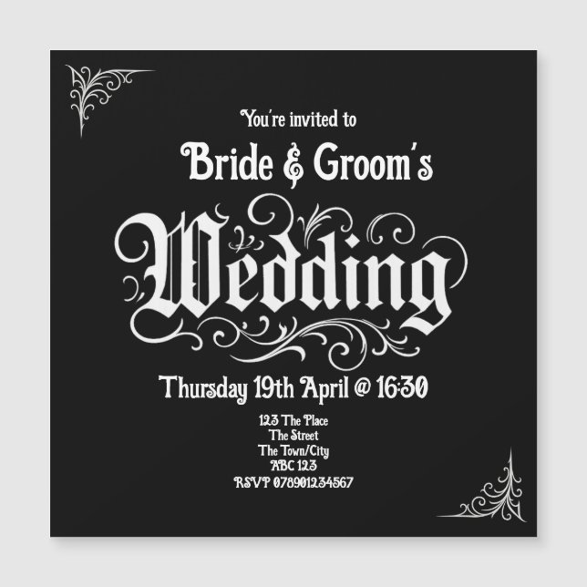 Gothic Black Rock Metal Wedding Personalisierte Na Magnetkarte (Vorderseite)