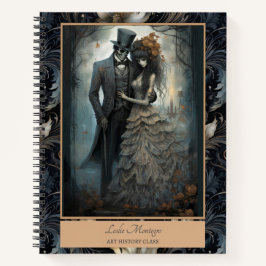 Gothic Black Romantic Skeleton Bride Groom Notizbuch