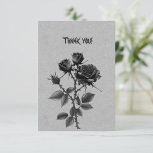 Gothic Black Rose auf Stahlgrau Danke