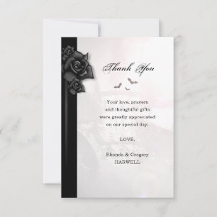 Gothic Black Rose Bats Match Danke Karte