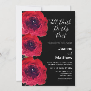 Gothic Black Rose Floral Watercolor Wedding Einladung