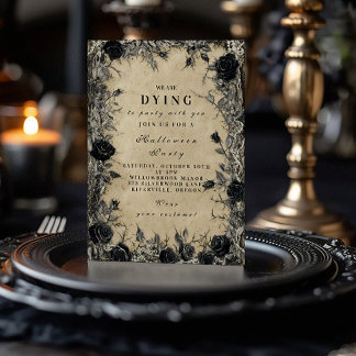 Gothic Black Rose Halloween Soirée Einladung