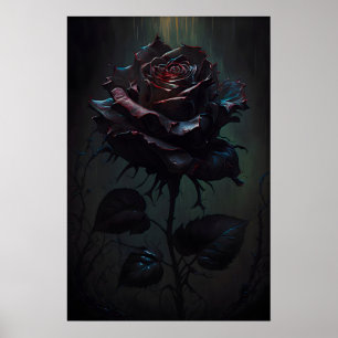 Gothic Black Rose Kunst Druck Vintage Floral Poste Poster