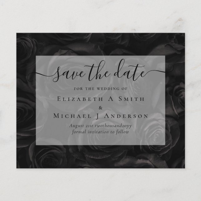 Gothic Black Rose Save the Date BUDGET Flyer (Vorne)