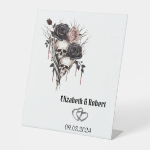 Gothic Black Rose Skulls Wedding Sockelschild