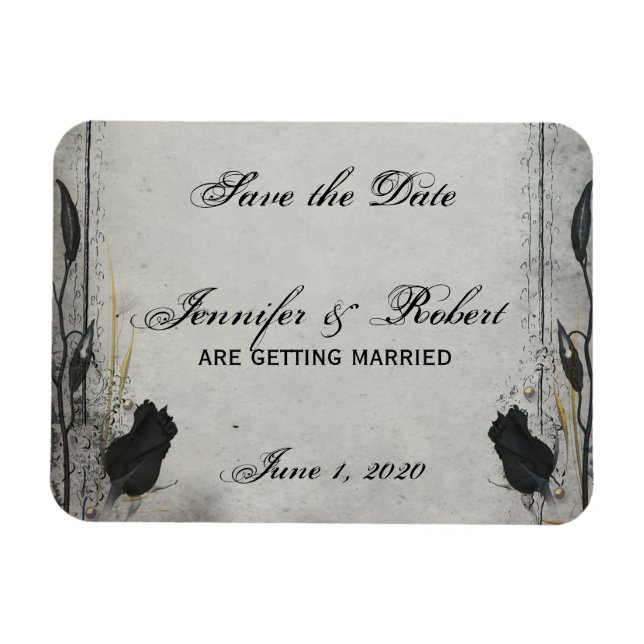 Gothic Black Rose Trellis Save the Date Magnet (Horizontal)