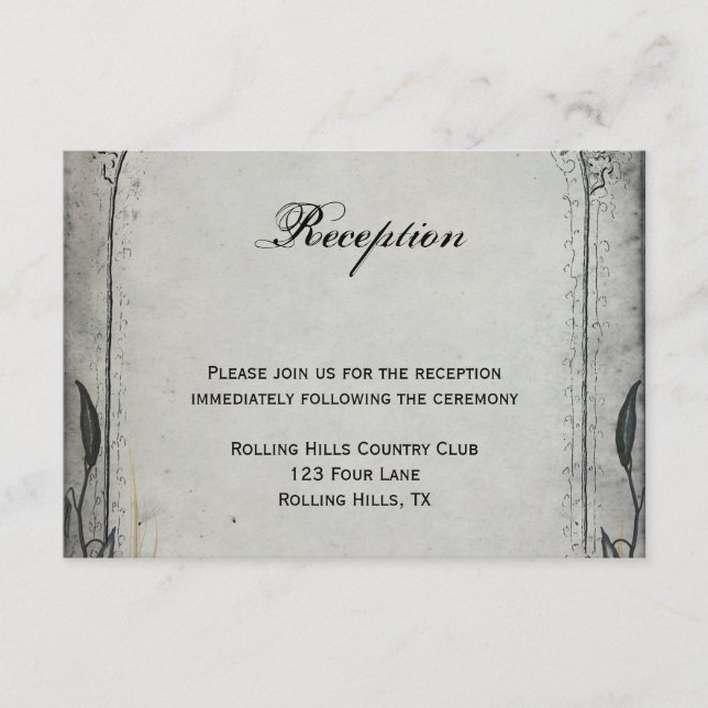 Gothic Black Rose Trellis Wedding Reception Begleitkarte (Vorderseite)