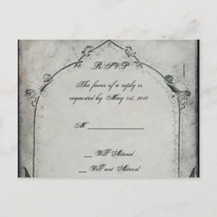 Gothic Black Rose Trellis Wedding RSVP Einladungspostkarte
