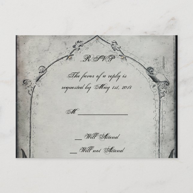 Gothic Black Rose Trellis Wedding RSVP Einladungspostkarte (Vorderseite)
