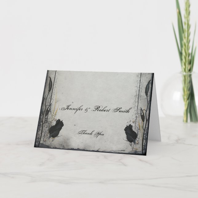 Gothic Black Rose Trellis Wedding Vielen Dank Dankeskarte (Vorderseite)